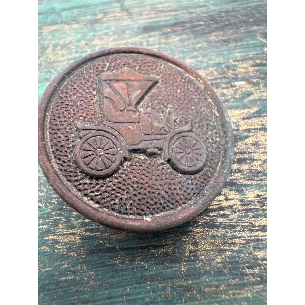 Brass / Bronze Color Tone ~ ANTIQUE CAR Shank Button Metal Model T Ford Auto - Picture 2 of 4
